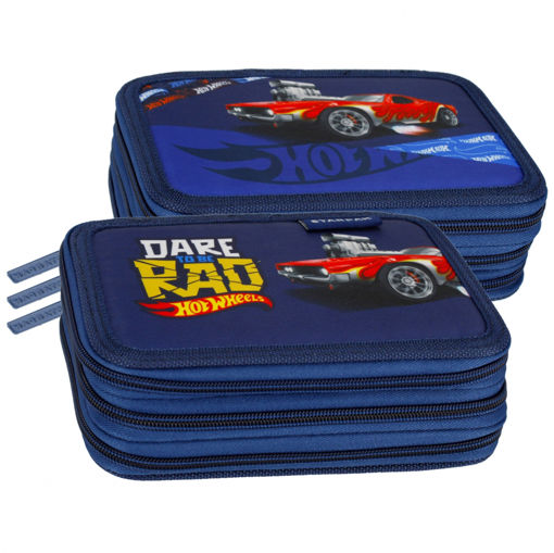 Picture of Hot Wheels 3 Zipper Pencil Case with Accessories